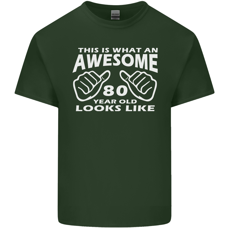 80th Birthday 80 Year Old This Is What Mens Cotton T-Shirt Tee Top Forest Green