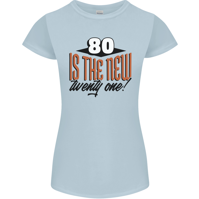 80th Birthday 80 is the New 21 Funny Womens Petite Cut T-Shirt Light Blue