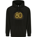80th Birthday Neon Lights 80 Year Old Mens 80% Cotton Hoodie Black