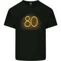 80th Birthday Neon Lights 80 Year Old Mens Cotton T-Shirt Tee Top Black