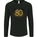 80th Birthday Neon Lights 80 Year Old Mens Long Sleeve T-Shirt Black
