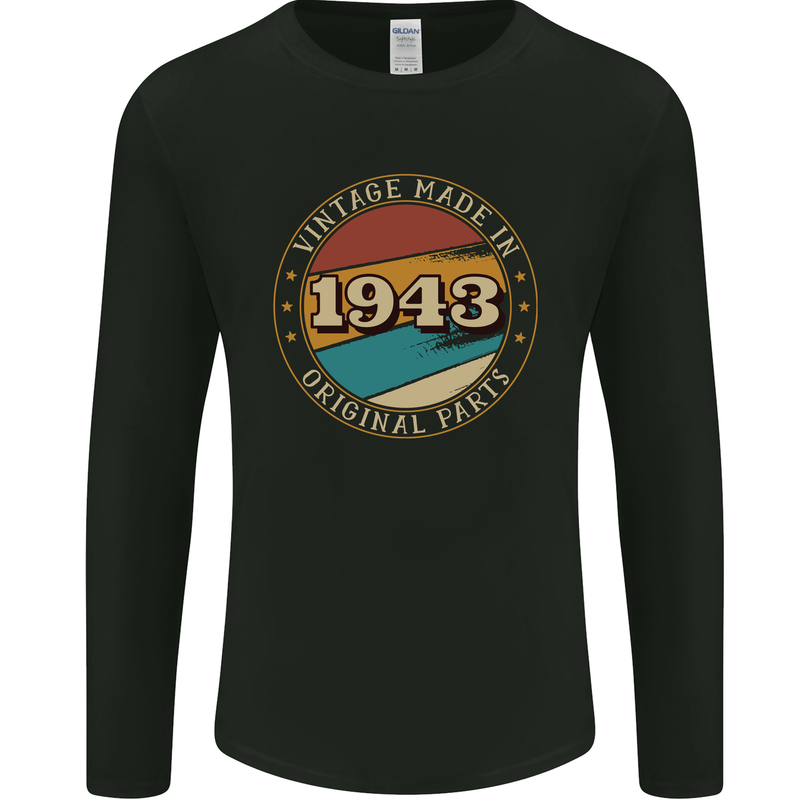 80th Birthday  Vintage Made In 1943 Mens Long Sleeve T-Shirt Black
