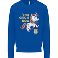 8 Year Old Birthday Girl Magical Unicorn 8th Kids Sweatshirt Jumper Royal Blue