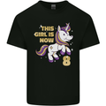 8 Year Old Birthday Girl Magical Unicorn 8th Kids T-Shirt Childrens Black