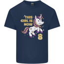 8 Year Old Birthday Girl Magical Unicorn 8th Kids T-Shirt Childrens Navy Blue
