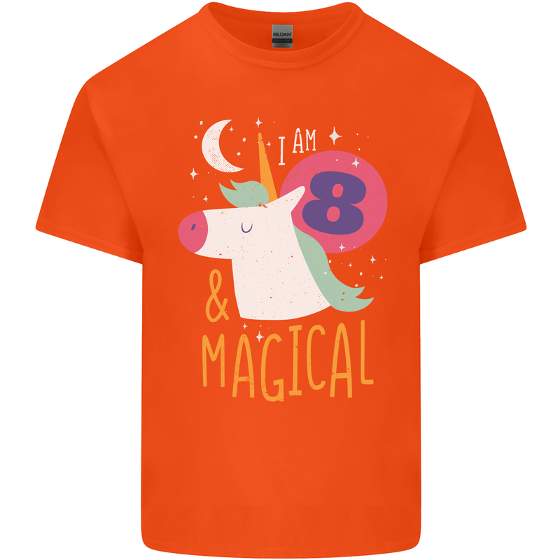 8 Year Old Birthday Girl Magical Unicorn 8th Kids T-Shirt Childrens Orange