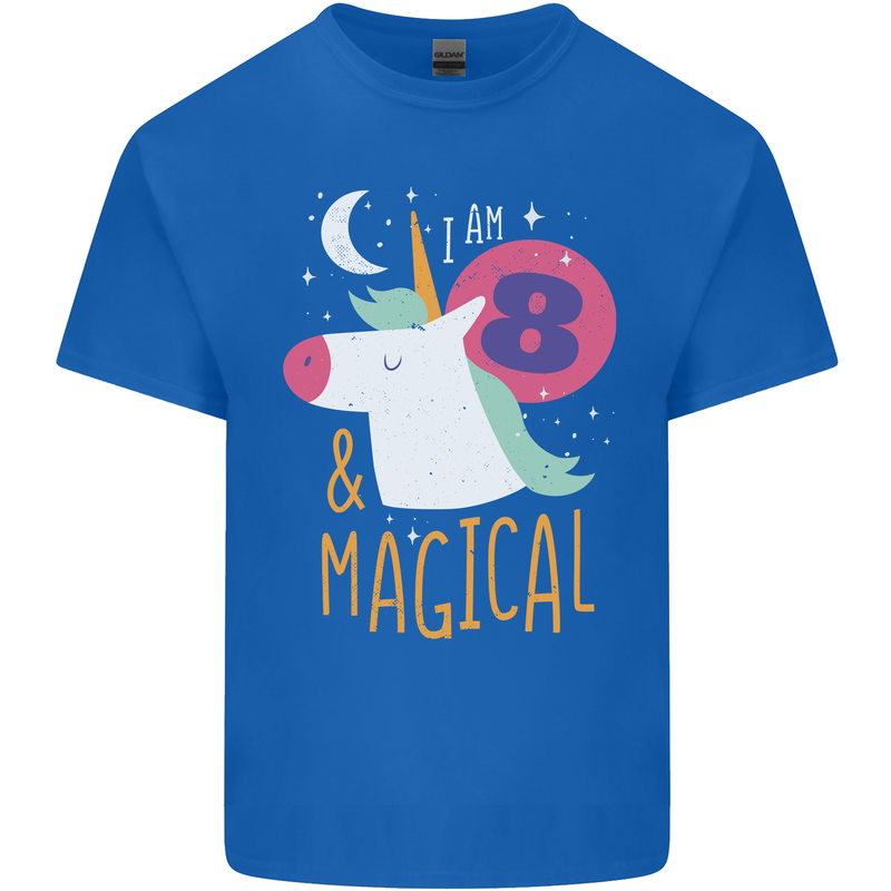 8 Year Old Birthday Girl Magical Unicorn 8th Kids T-Shirt Childrens Royal Blue