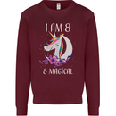 8 Year Old Birthday Magical Unicorn 8th Kids Sweatshirt Jumper Maroon
