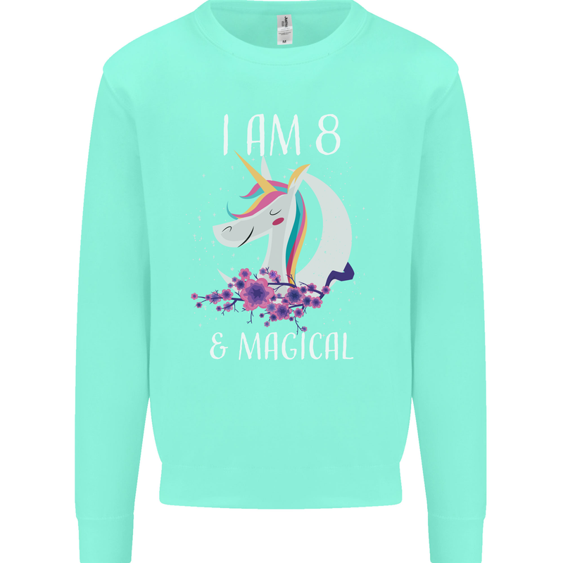 8 Year Old Birthday Magical Unicorn 8th Kids Sweatshirt Jumper Peppermint