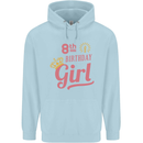 8th Birthday Girl 8 Year Old Princess Childrens Kids Hoodie Light Blue