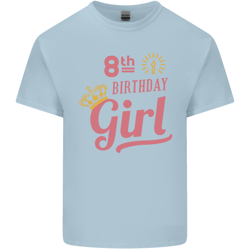 8th Birthday Girl 8 Year Old Princess Kids T-Shirt Childrens Light Blue