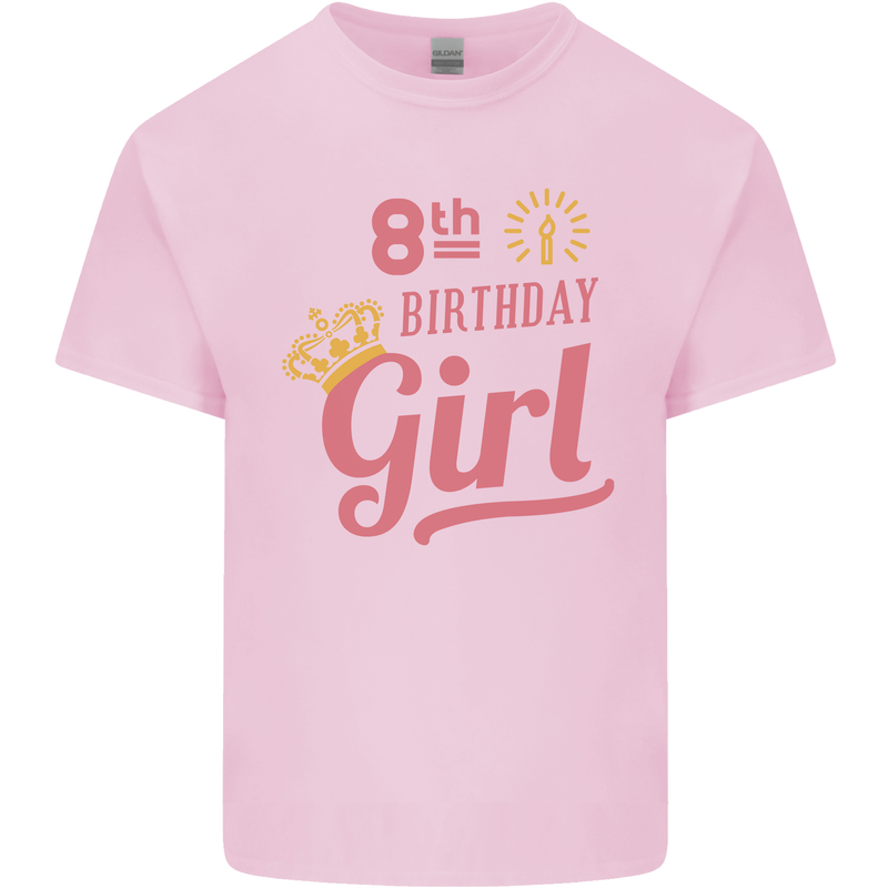 8th Birthday Girl 8 Year Old Princess Kids T-Shirt Childrens Light Pink