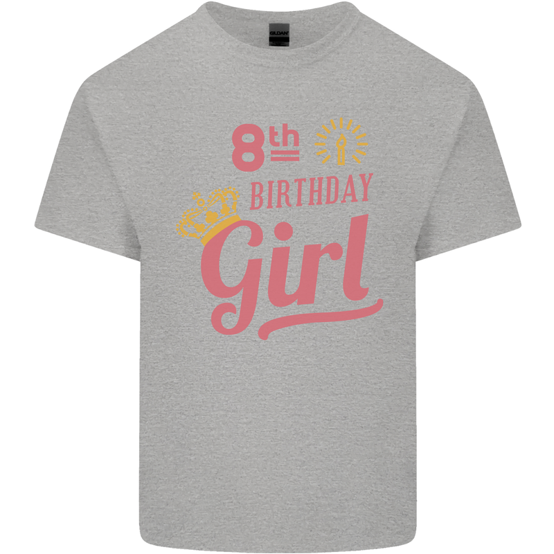 8th Birthday Girl 8 Year Old Princess Kids T-Shirt Childrens Sports Grey