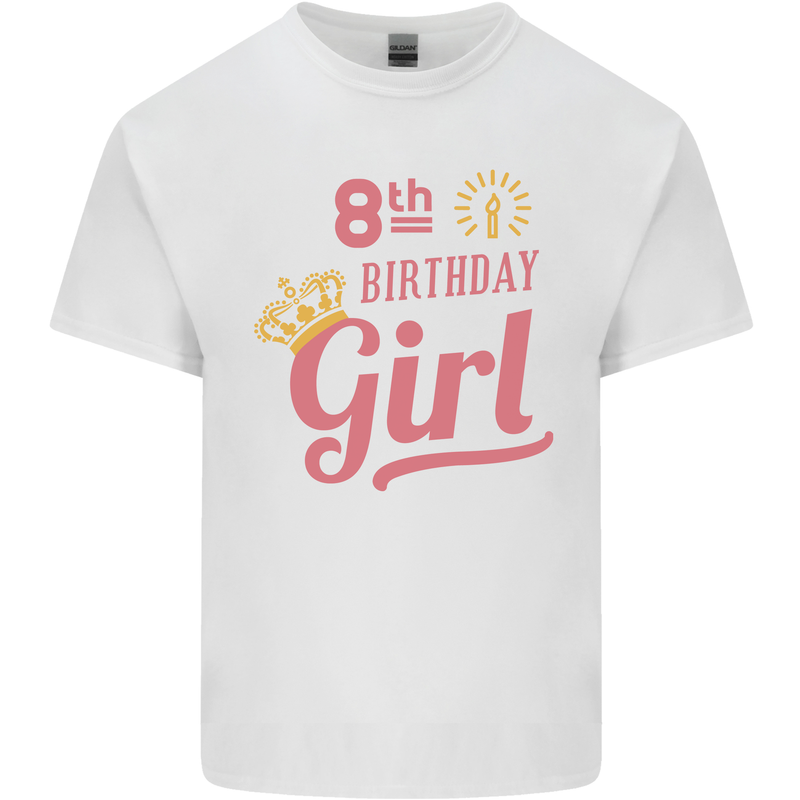 8th Birthday Girl 8 Year Old Princess Kids T-Shirt Childrens White