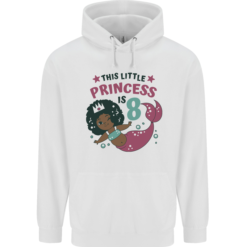 8th Mermaid Birthday 8 Year Old Childrens Kids Hoodie White