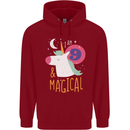 9 Year Old Birthday Girl Magical Unicorn 9th Childrens Kids Hoodie Red