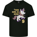 9 Year Old Birthday Girl Magical Unicorn 9th Kids T-Shirt Childrens Black