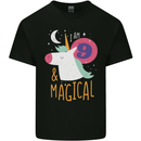 9 Year Old Birthday Girl Magical Unicorn 9th Kids T-Shirt Childrens Black