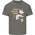 9 Year Old Birthday Girl Magical Unicorn 9th Kids T-Shirt Childrens Charcoal