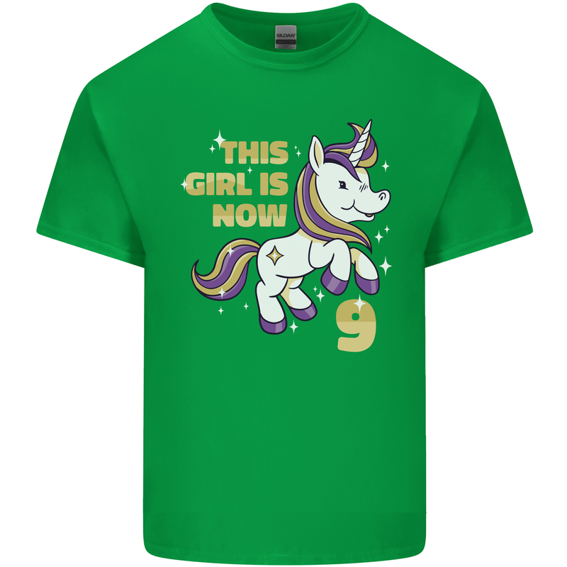 9 Year Old Birthday Girl Magical Unicorn 9th Kids T-Shirt Childrens Irish Green