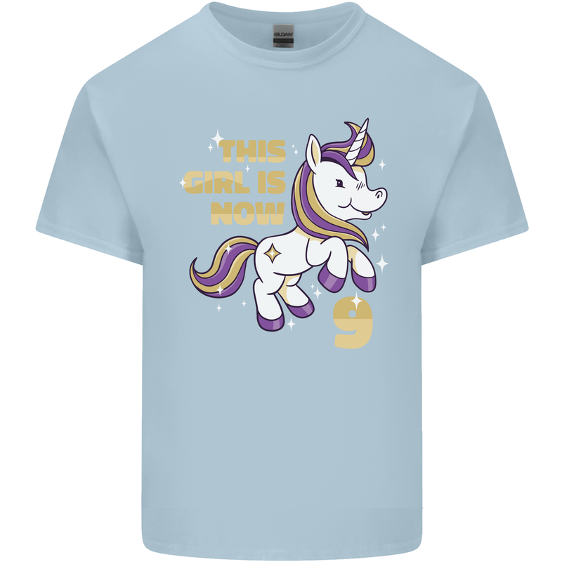 9 Year Old Birthday Girl Magical Unicorn 9th Kids T-Shirt Childrens Light Blue