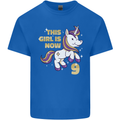 9 Year Old Birthday Girl Magical Unicorn 9th Kids T-Shirt Childrens Royal Blue