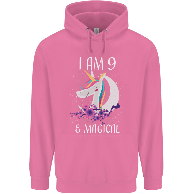 9 Year Old Birthday Magical Unicorn 9th Childrens Kids Hoodie Azalea