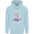 9 Year Old Birthday Magical Unicorn 9th Childrens Kids Hoodie Light Blue
