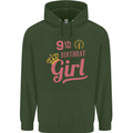 9th Birthday Girl 9 Year Old Princess Childrens Kids Hoodie Forest Green