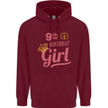 9th Birthday Girl 9 Year Old Princess Childrens Kids Hoodie Maroon