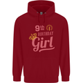 9th Birthday Girl 9 Year Old Princess Childrens Kids Hoodie Red