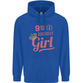 9th Birthday Girl 9 Year Old Princess Childrens Kids Hoodie Royal Blue