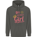 9th Birthday Girl 9 Year Old Princess Childrens Kids Hoodie Storm Grey