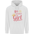 9th Birthday Girl 9 Year Old Princess Childrens Kids Hoodie White