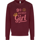 9th Birthday Girl 9 Year Old Princess Kids Sweatshirt Jumper Maroon