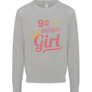 9th Birthday Girl 9 Year Old Princess Kids Sweatshirt Jumper Sports Grey