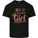 9th Birthday Girl 9 Year Old Princess Kids T-Shirt Childrens Black