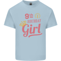9th Birthday Girl 9 Year Old Princess Kids T-Shirt Childrens Light Blue