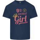 9th Birthday Girl 9 Year Old Princess Kids T-Shirt Childrens Navy Blue