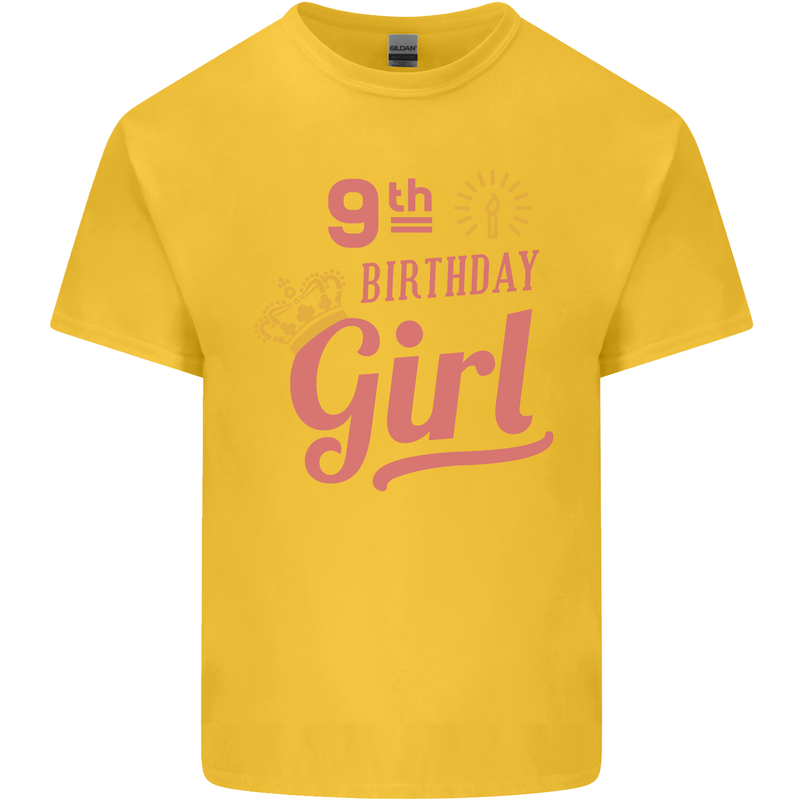 9th Birthday Girl 9 Year Old Princess Kids T-Shirt Childrens Yellow