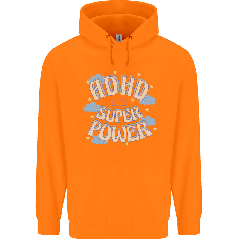 ADHD is My Superpower Childrens Kids Hoodie Orange