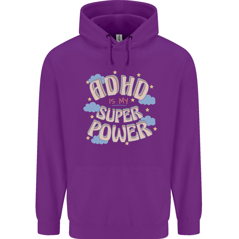 ADHD is My Superpower Childrens Kids Hoodie Purple