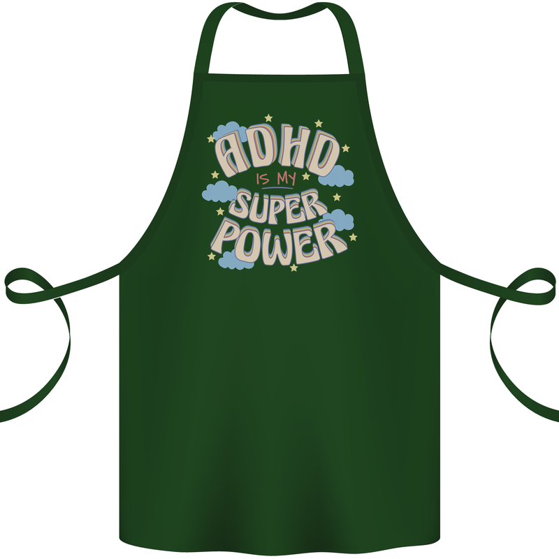 ADHD is My Superpower Cotton Apron 100% Organic Forest Green