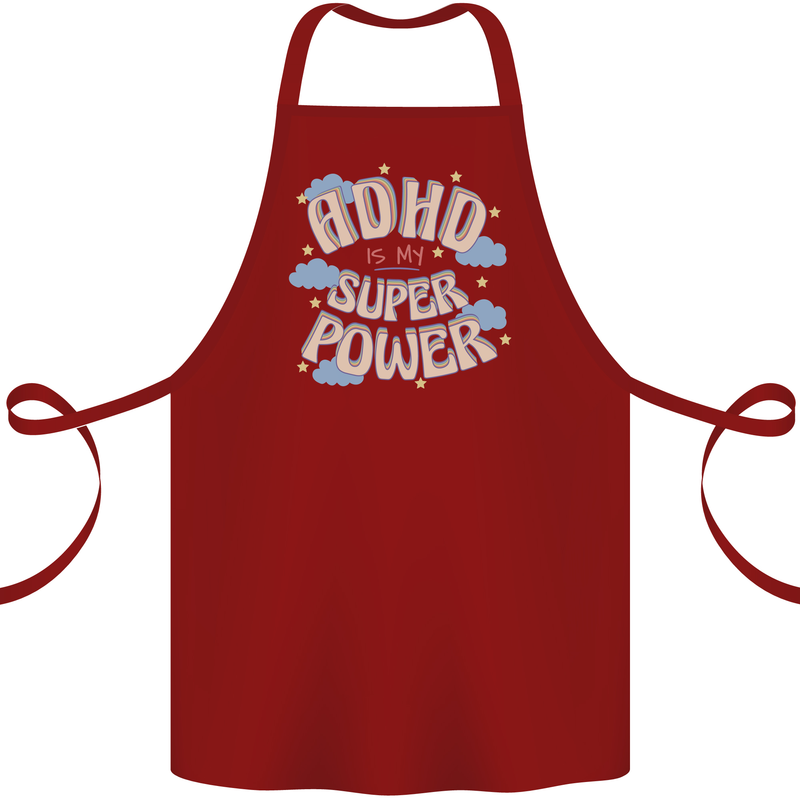 ADHD is My Superpower Cotton Apron 100% Organic Maroon