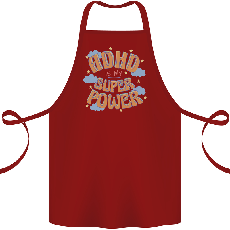 ADHD is My Superpower Cotton Apron 100% Organic Maroon