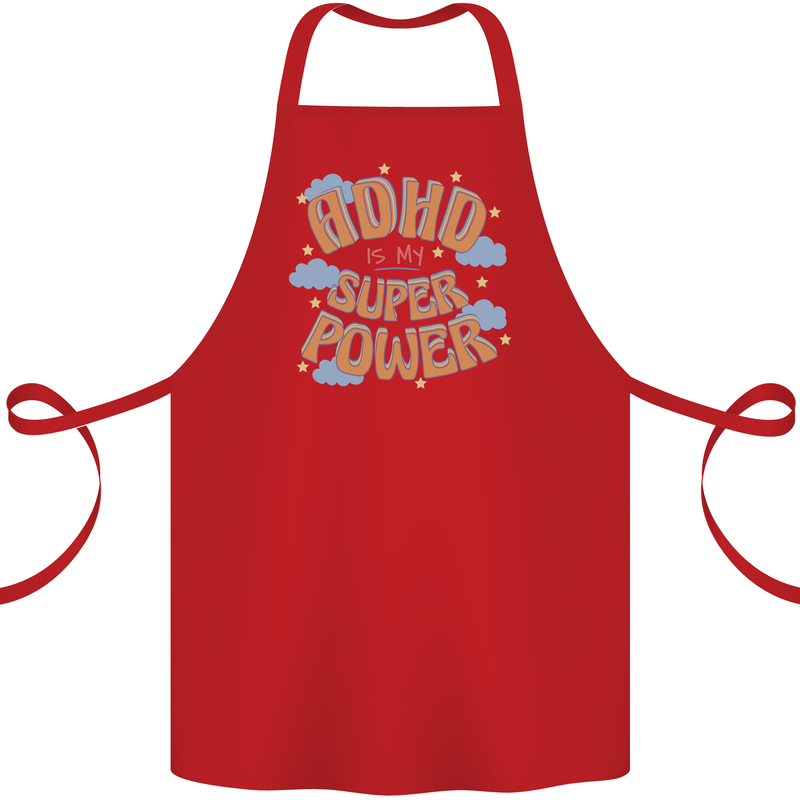ADHD is My Superpower Cotton Apron 100% Organic Red