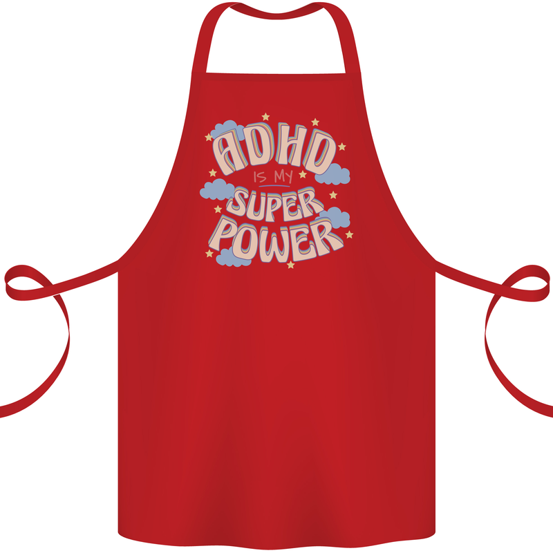 ADHD is My Superpower Cotton Apron 100% Organic Red