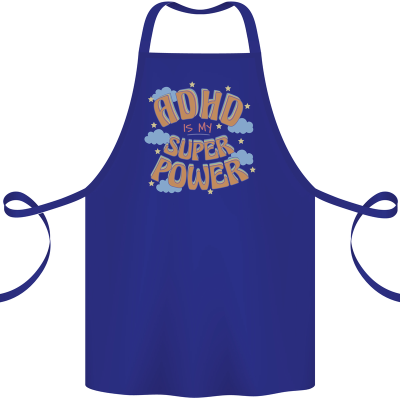 ADHD is My Superpower Cotton Apron 100% Organic Royal Blue
