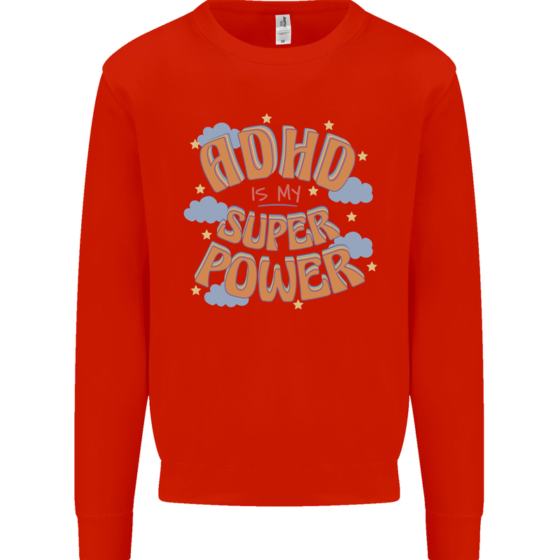 ADHD is My Superpower Kids Sweatshirt Jumper Bright Red