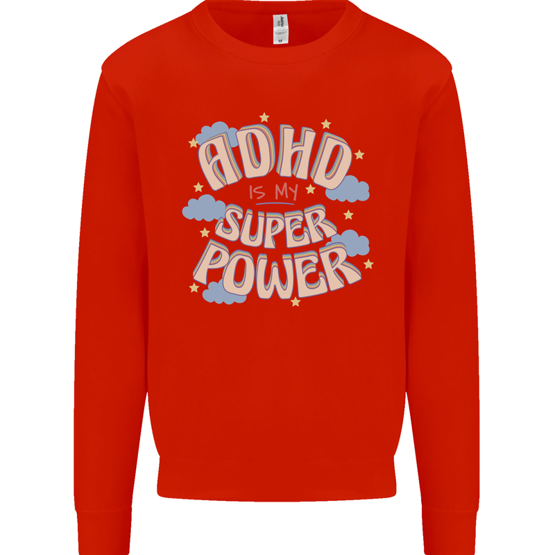 ADHD is My Superpower Kids Sweatshirt Jumper Bright Red